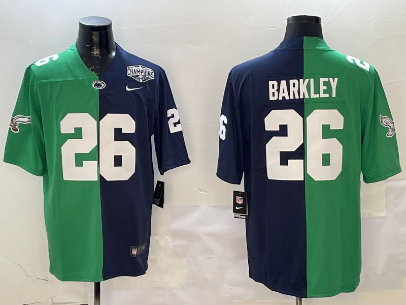 Men 2025 Philadelphia Eagles #26 Barkley Blue Green Nike Limited NFL Jersey style 2